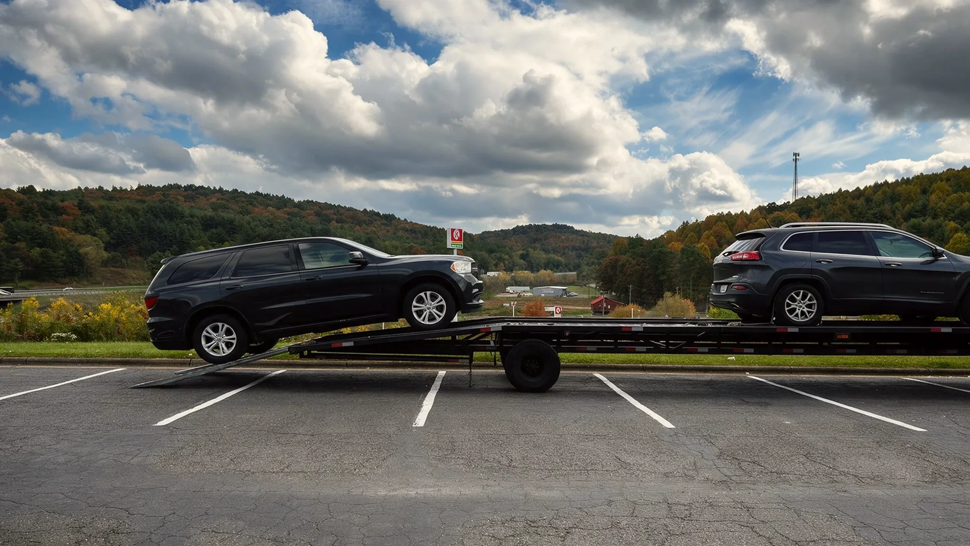 Vehicles transported on an open car carrier with transport insurance