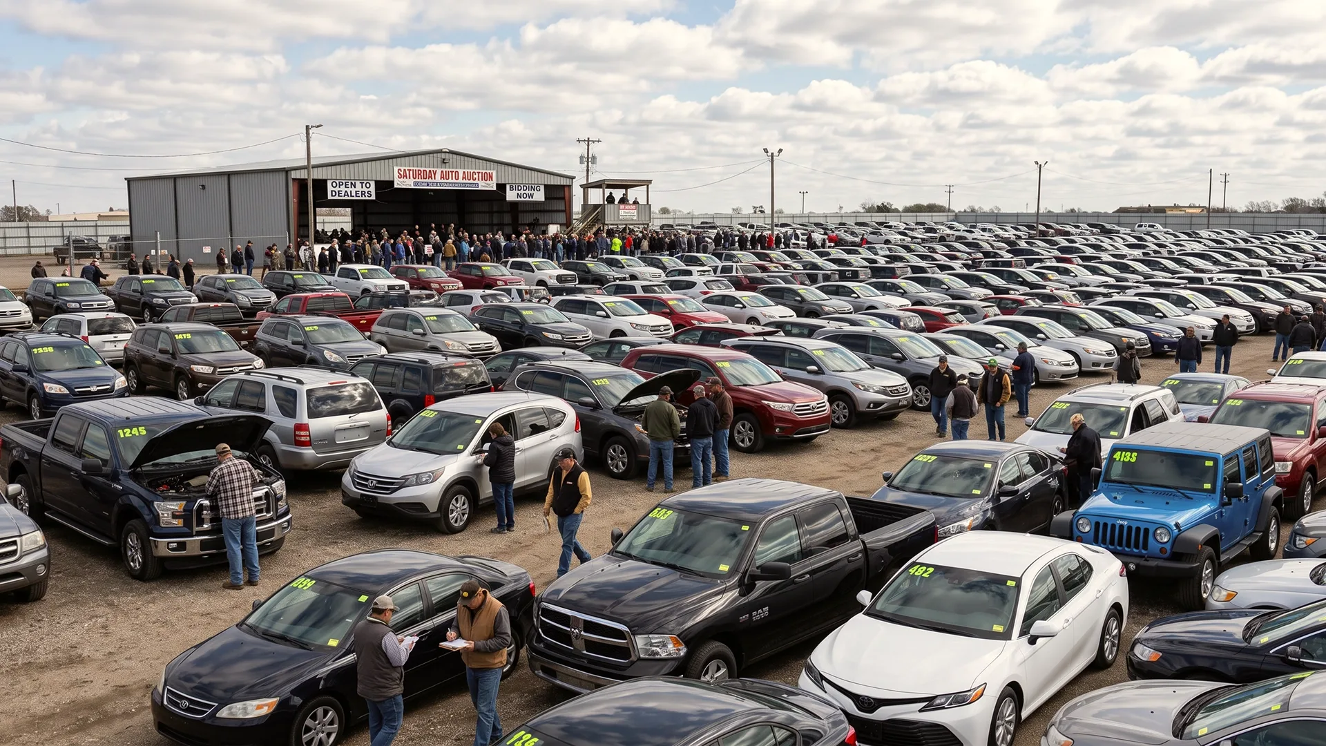Auto wholesale auction lot with vehicles for dealers