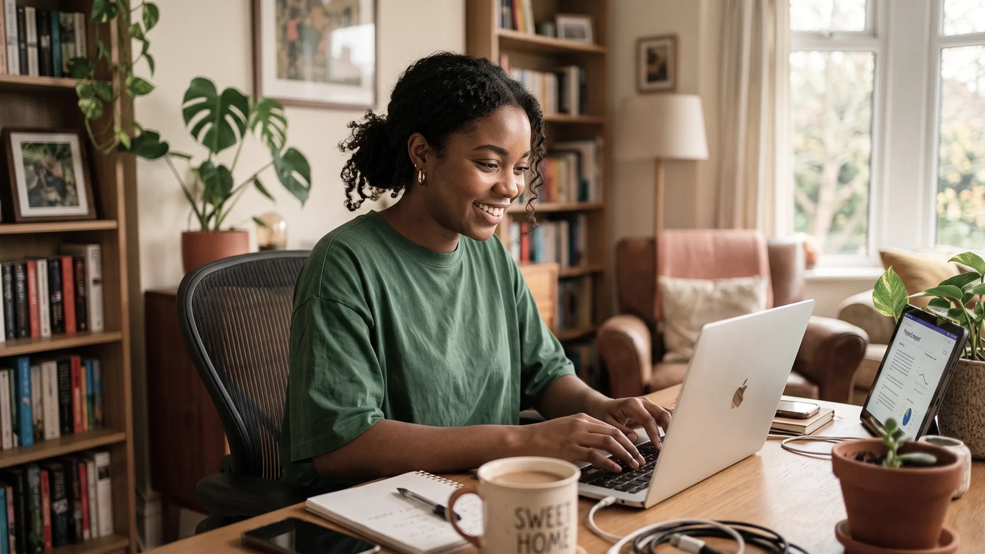 Woman searching for cars online using a laptop at home