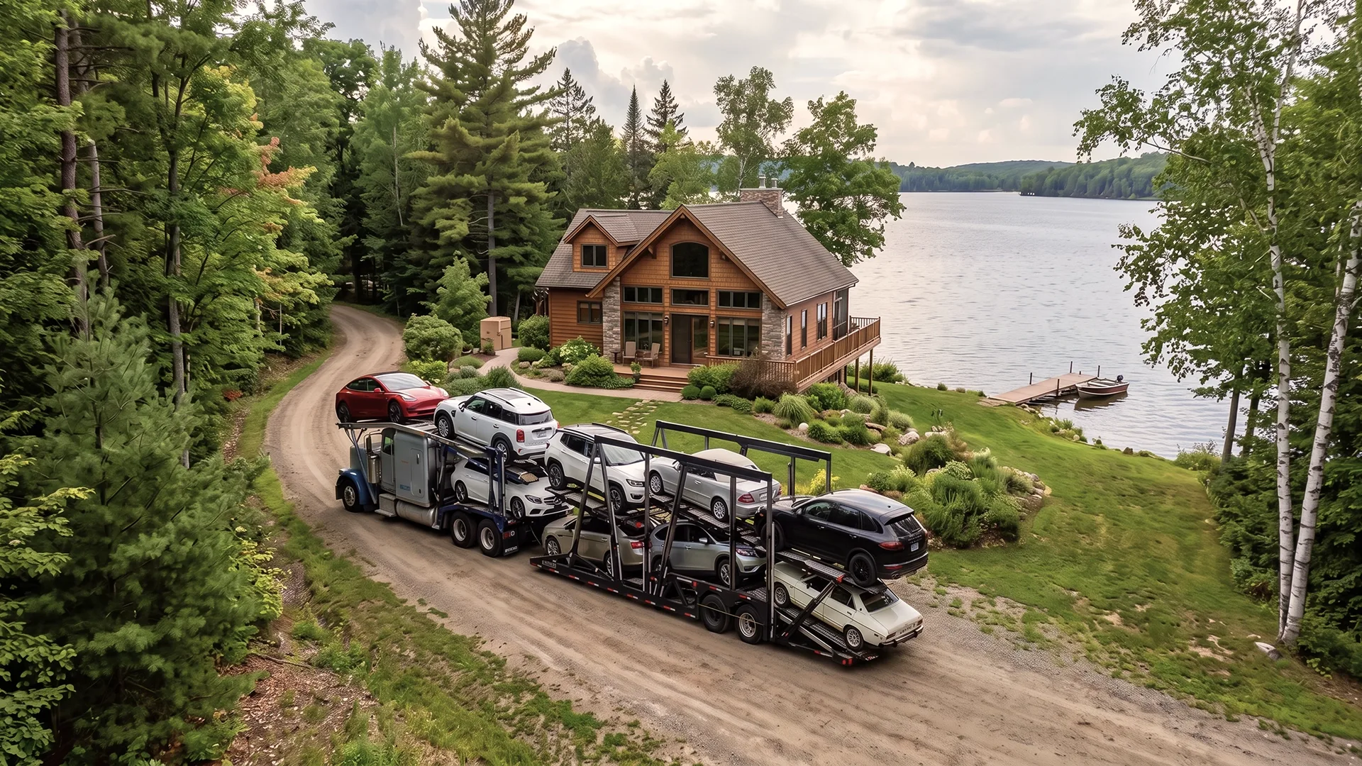 photo of a lakefront house by the water
