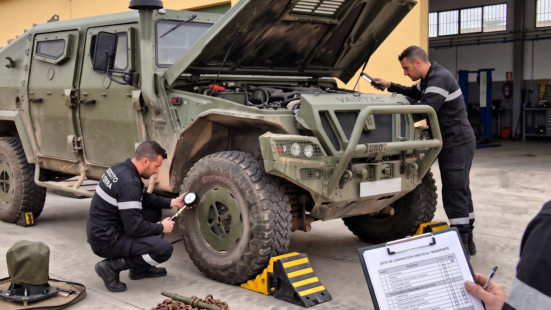 Military vehicle inspection before transport