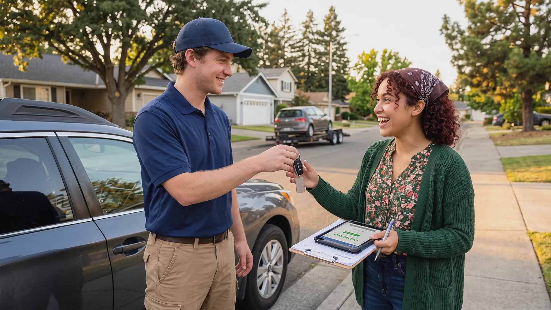 Vehicle delivery and key handoff after car relocation