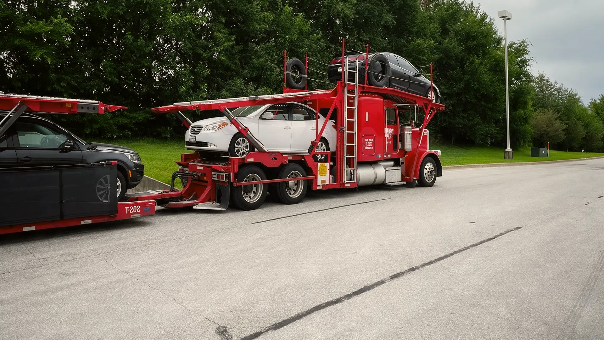 photo of a car carrier transporting vehicles on a long-distance route