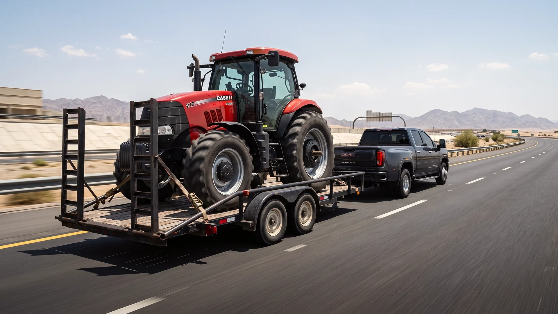 heavy equipment shipped on towing