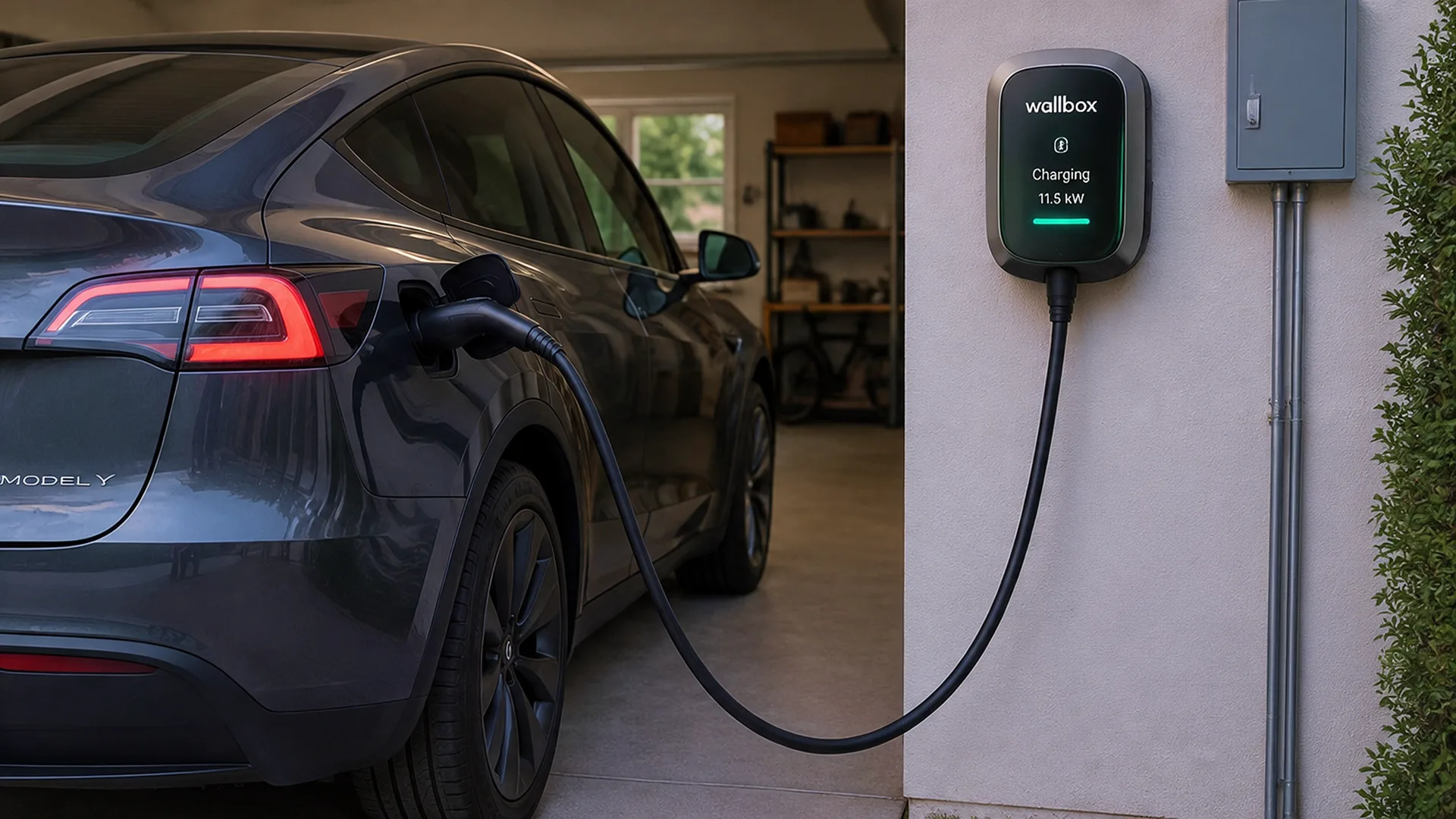 Electric vehicle charging at a home Level 2 charging station