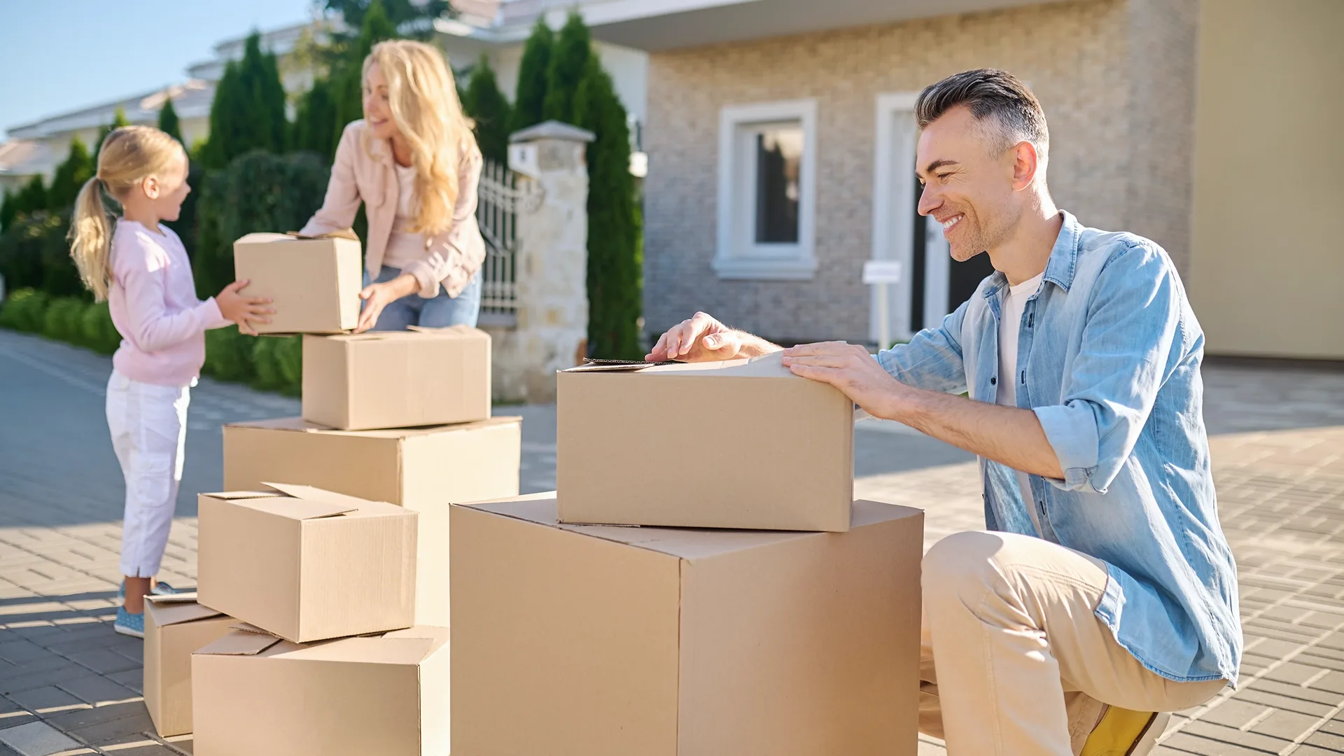 Family preparing for a move to a new home photo
