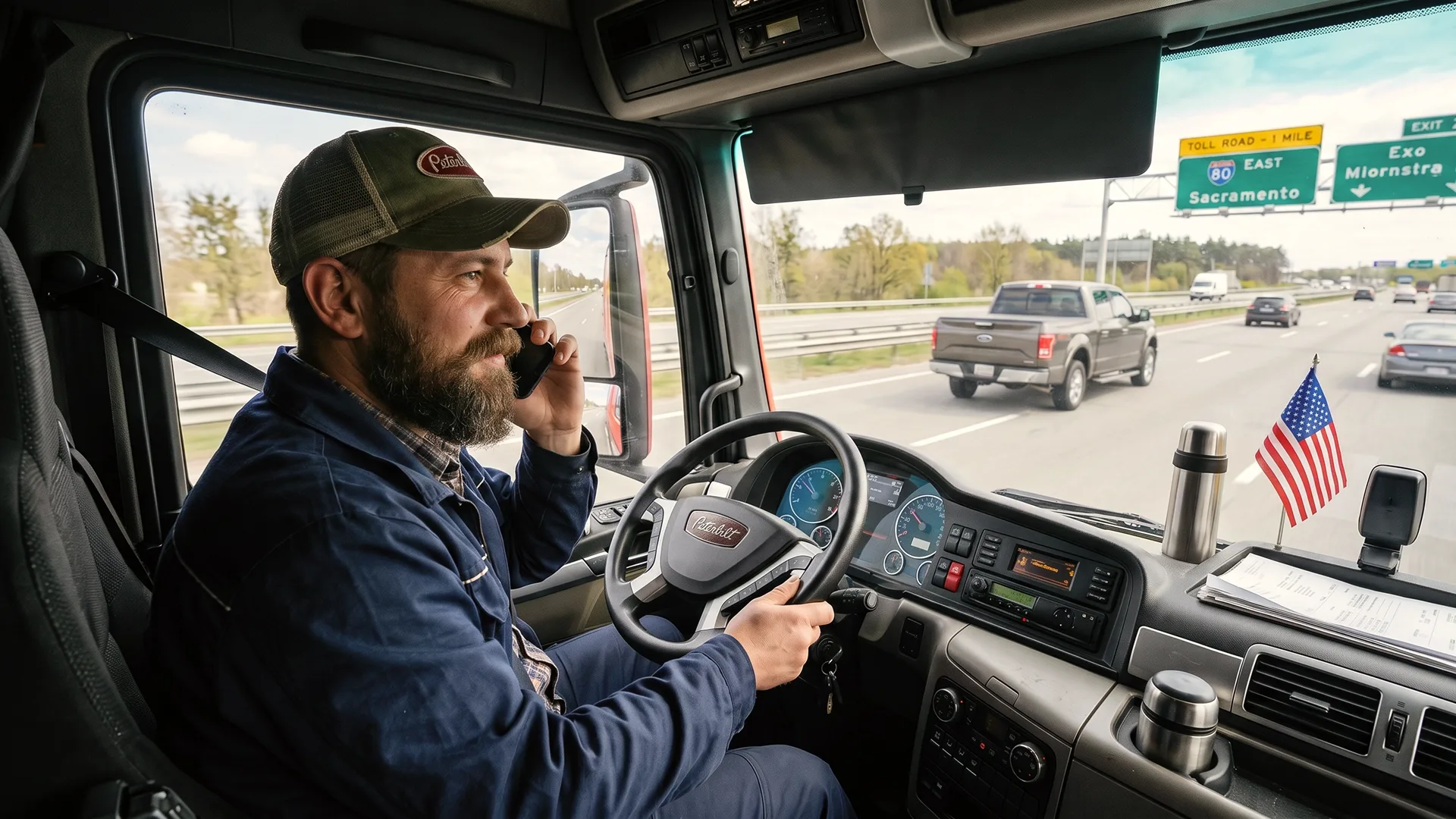 the driver is communicating to a manager