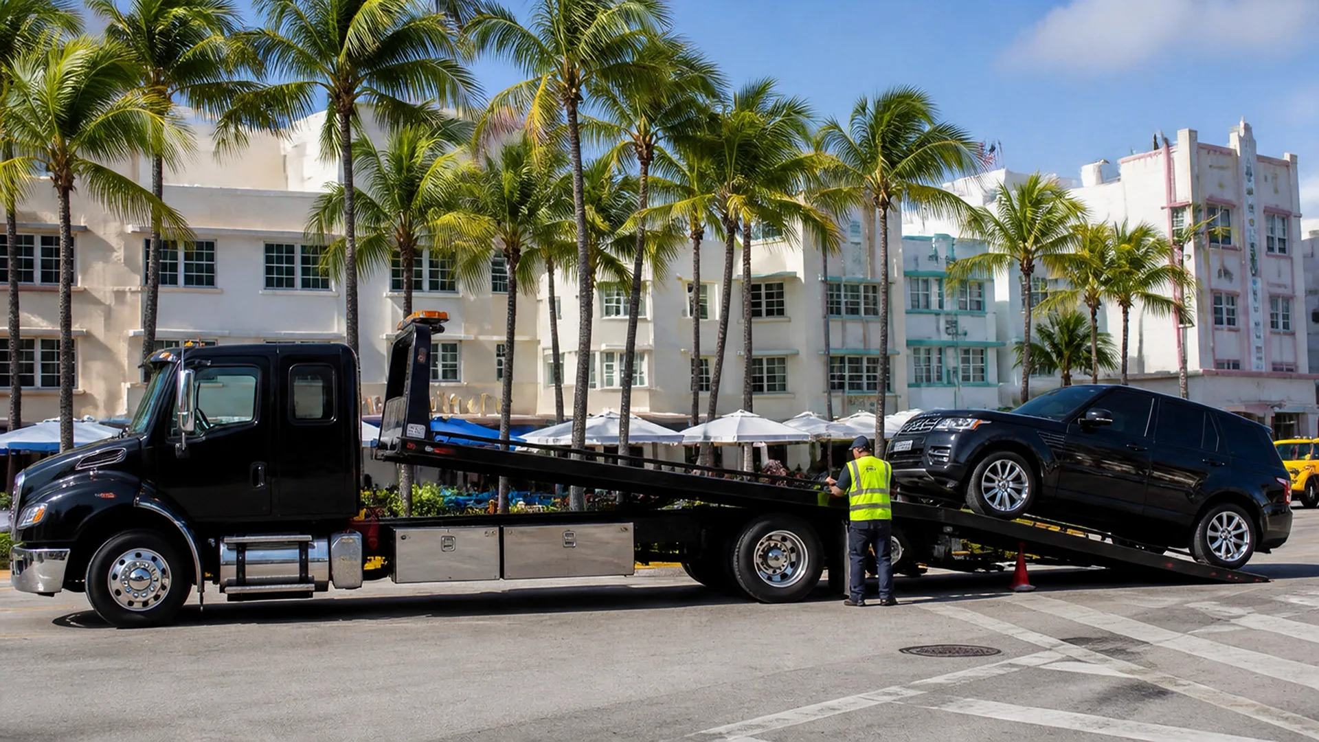 SUV being loaded for car transport in Florida