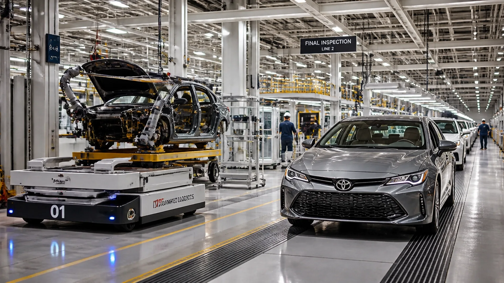 photo of Toyota vehicles on an automotive production line