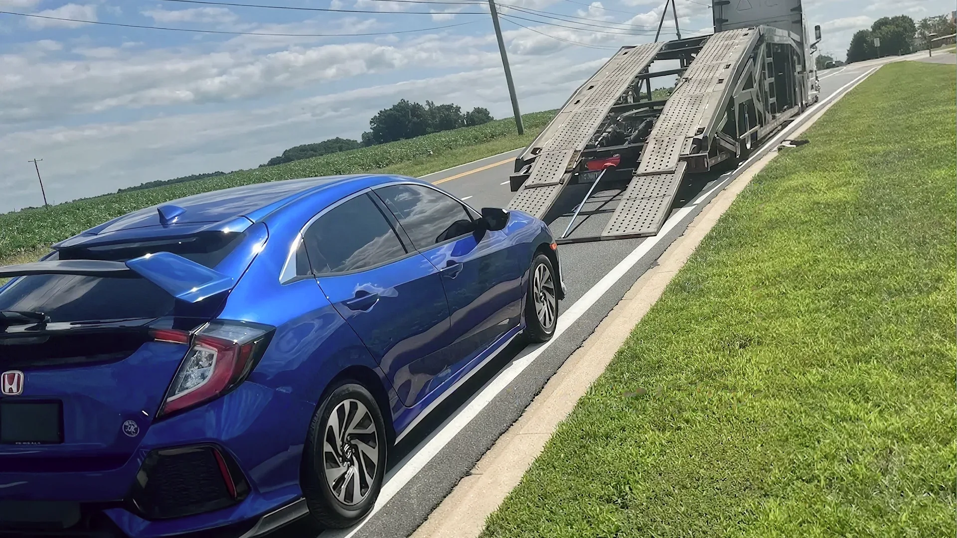 The car is shipped from a highway