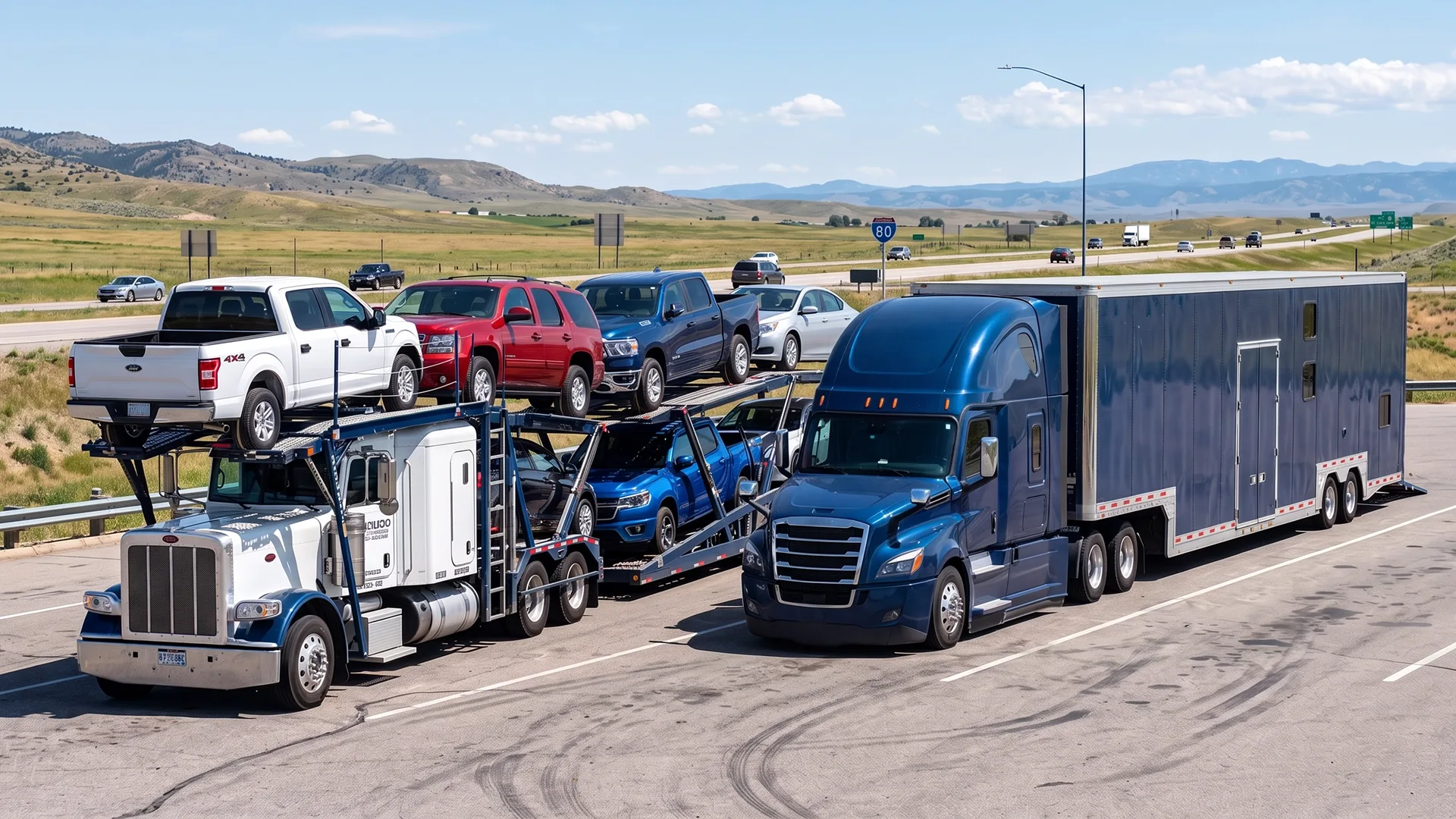 Open and enclosed car carriers showing different auto transport service options