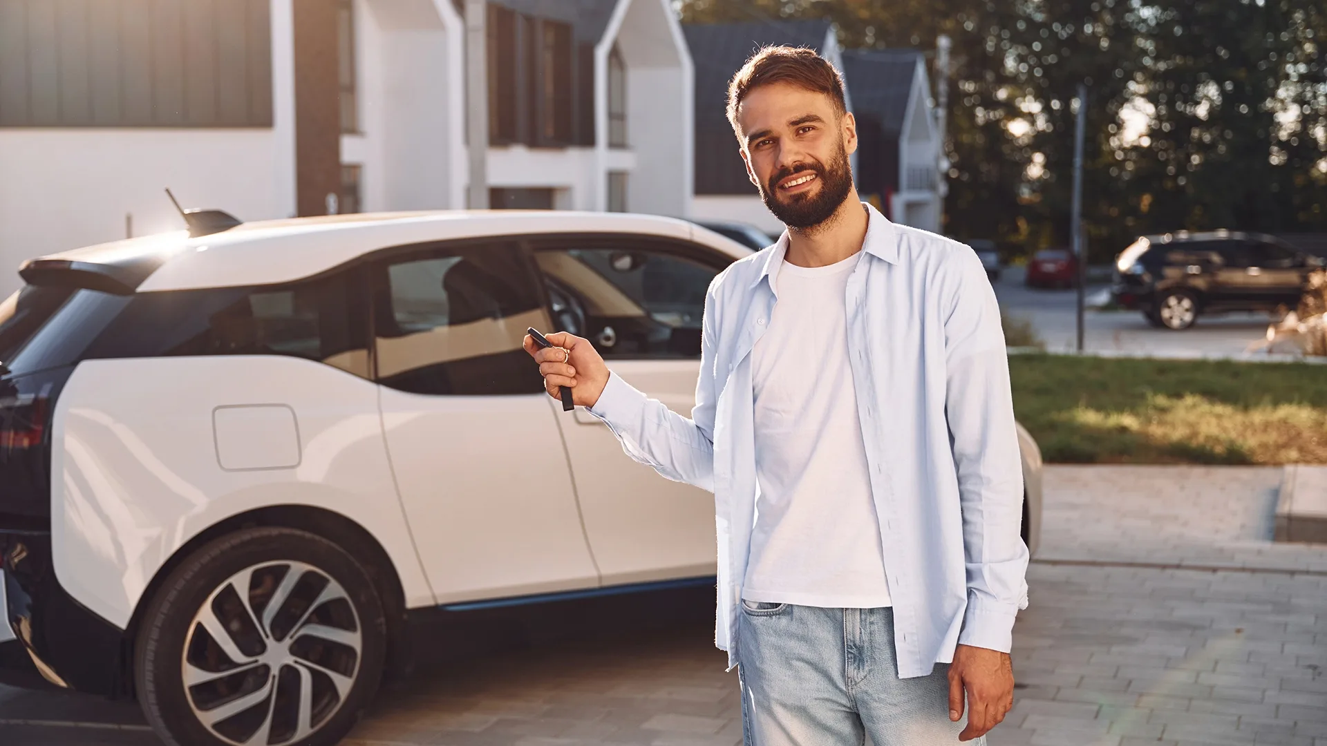 the man is selling his used car