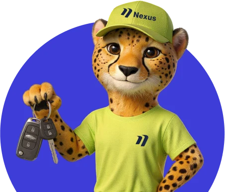 Nexie mascot holding car keys