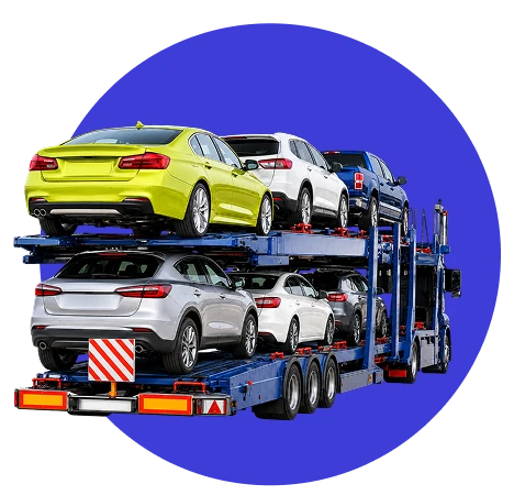 Vehicles loaded on a car carrier for delivery