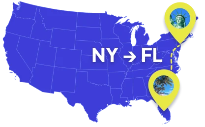 Shipping route from New York to Florida
