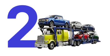 Step two — loaded car hauler ready to depart