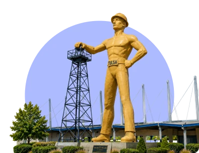 The Golden Driller statue in Tulsa, Oklahoma